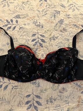 Cleo by Panache Meg 6751 underwire navy blue red balconnet bra 32G UK